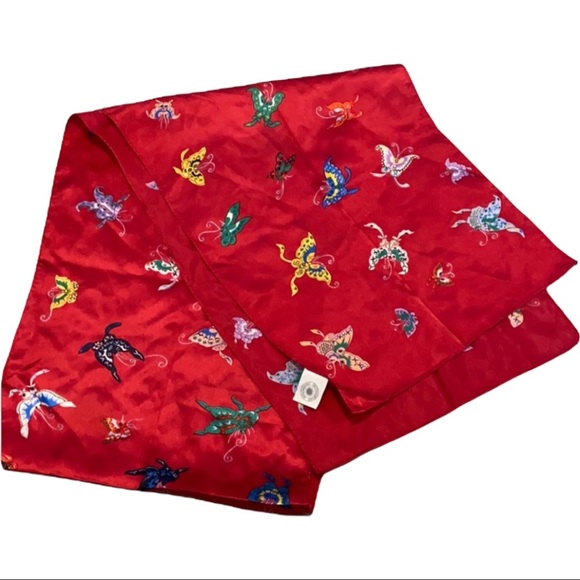 Smithsonian Institute Accessories - The Smithsonian Institute Red Butterfly 100% Silk Scarf